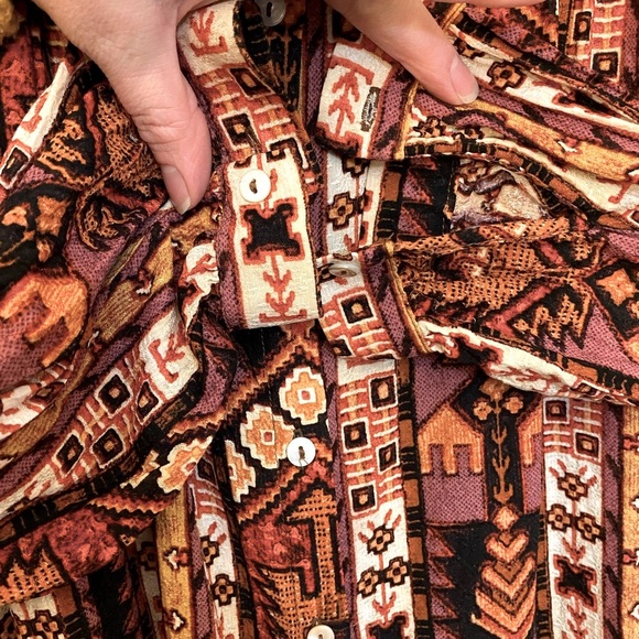 Jane and Delancey Fall Colors Printed Button-Down Blouse - Picture 4 of 6